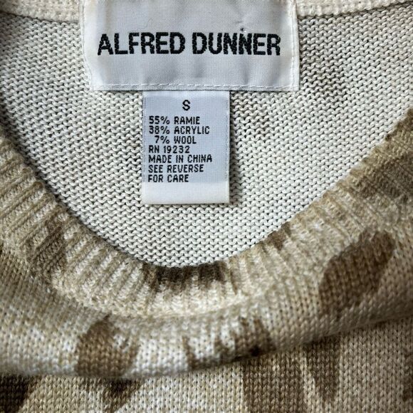 Alfred Dunner Womens Sweater Tan Brown Leopard 3D Pullover Small Mob Wife - Picture 7 of 9